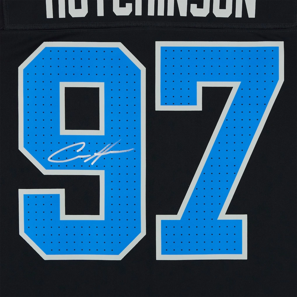 Aidan Hutchinson Detroit Lions Autographed Fanatics Authentic Black Nike Vapor F.U.S.E. Limited Jersey