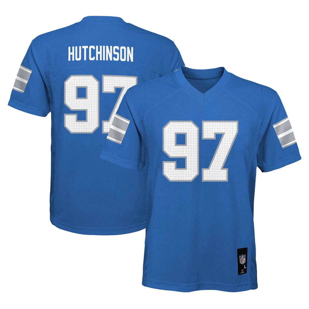 Preschool Detroit Lions Aidan Hutchinson Blue Replica Player Jersey