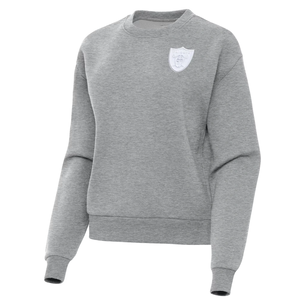 Women's Las Vegas Raiders Antigua Heather Gray Victory Crew Pullover Sweatshirt