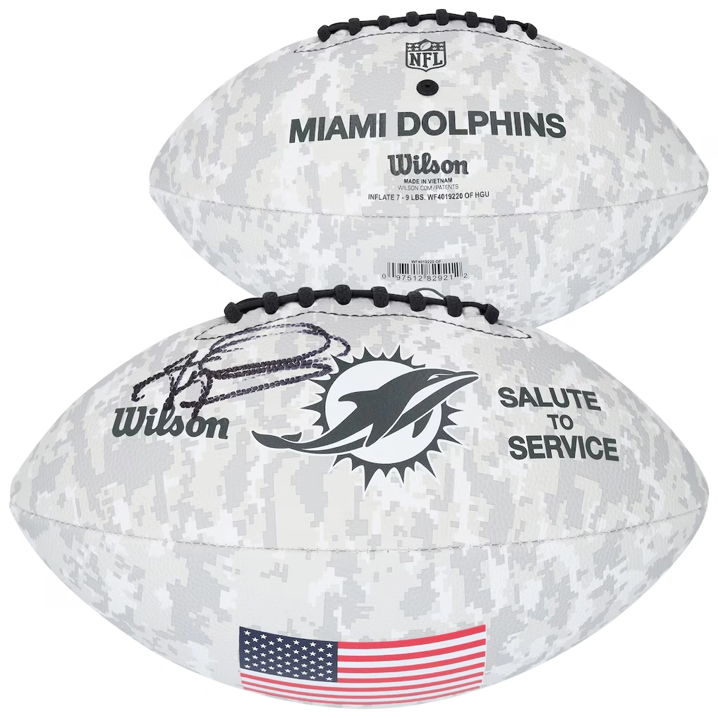 Tua Tagovailoa Miami Dolphins Autographed Fanatics Authentic Wilson 2024 Salute To Service Football