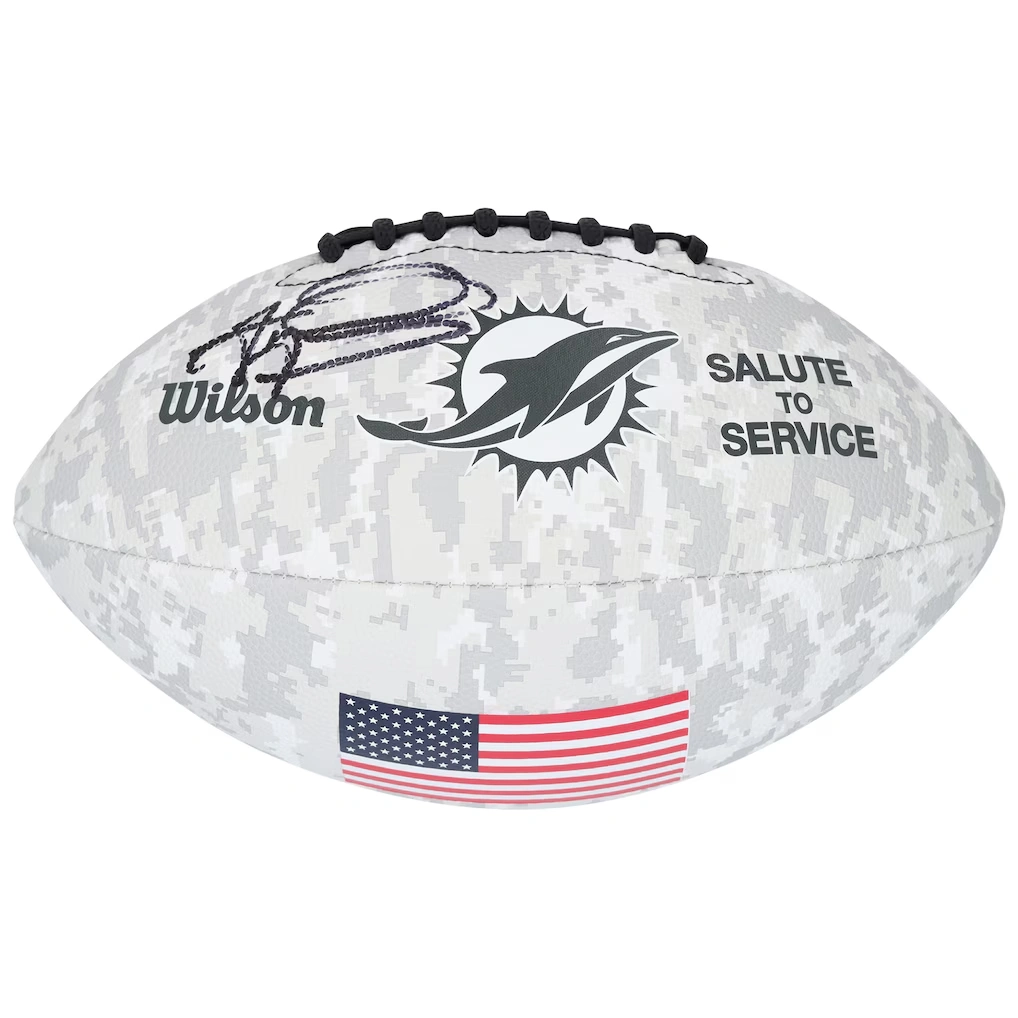 Tua Tagovailoa Miami Dolphins Autographed Fanatics Authentic Wilson 2024 Salute To Service Football