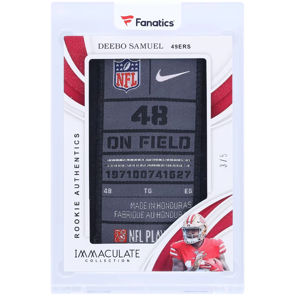 Deebo Samuel San Francisco 49ers 2019 Panini Immaculate Collection Rookie Authentic Material Laundry Tag Relic #RL-17 #3/5 Rookie Card