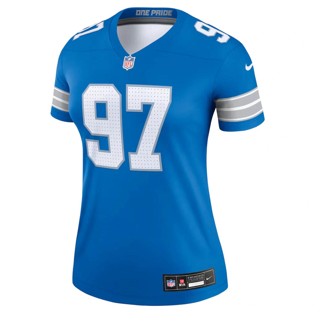 Women's Detroit Lions Aidan Hutchinson Nike Blue Legend Player Performance Top