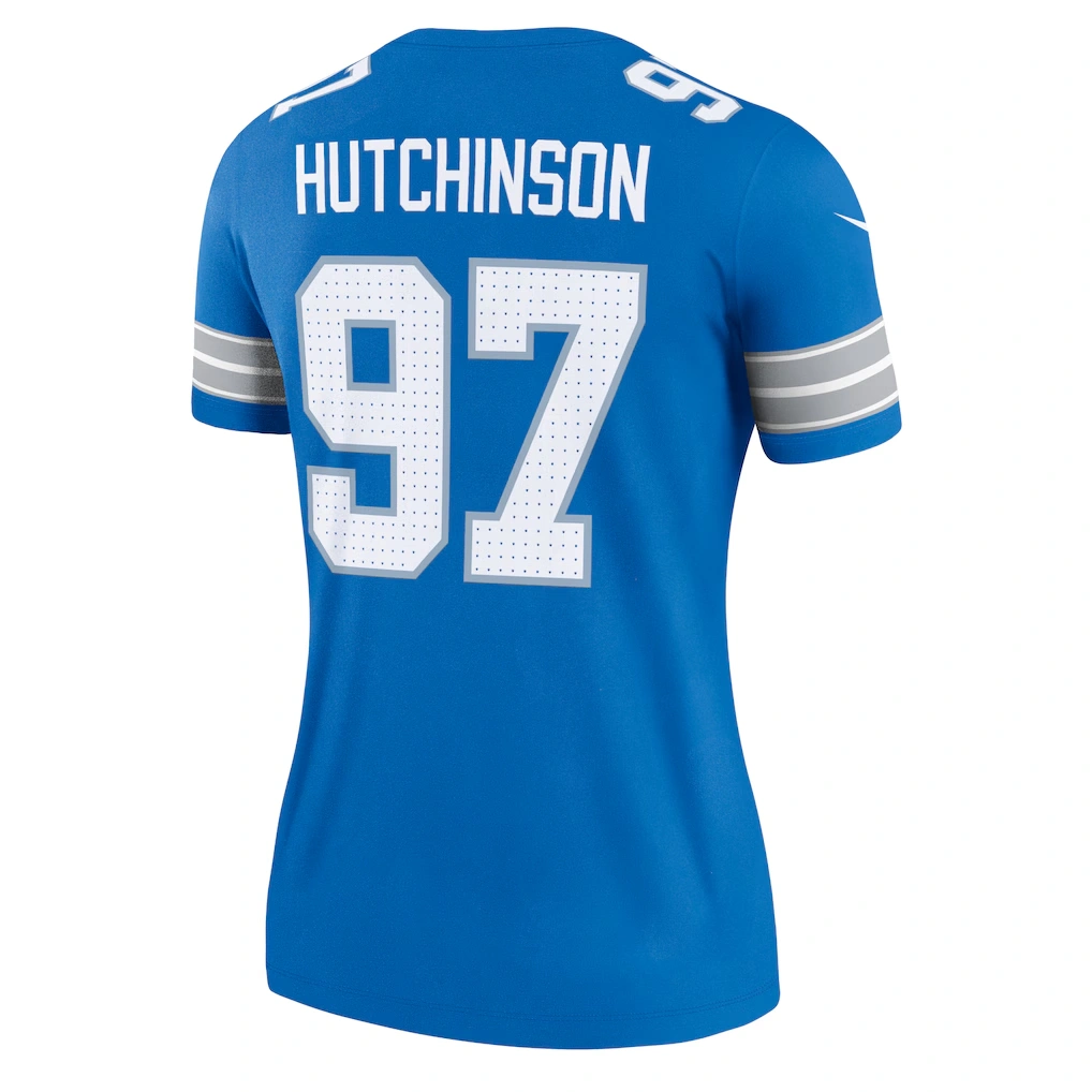 Women's Detroit Lions Aidan Hutchinson Nike Blue Legend Player Performance Top