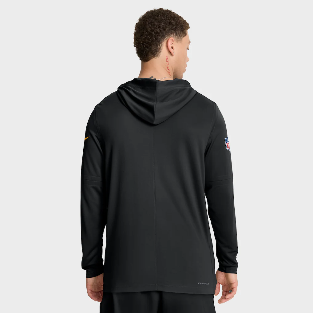 Men's Pittsburgh Steelers Nike Black Sideline Pure Fury Performance Long Sleeve Hoodie T-Shirt