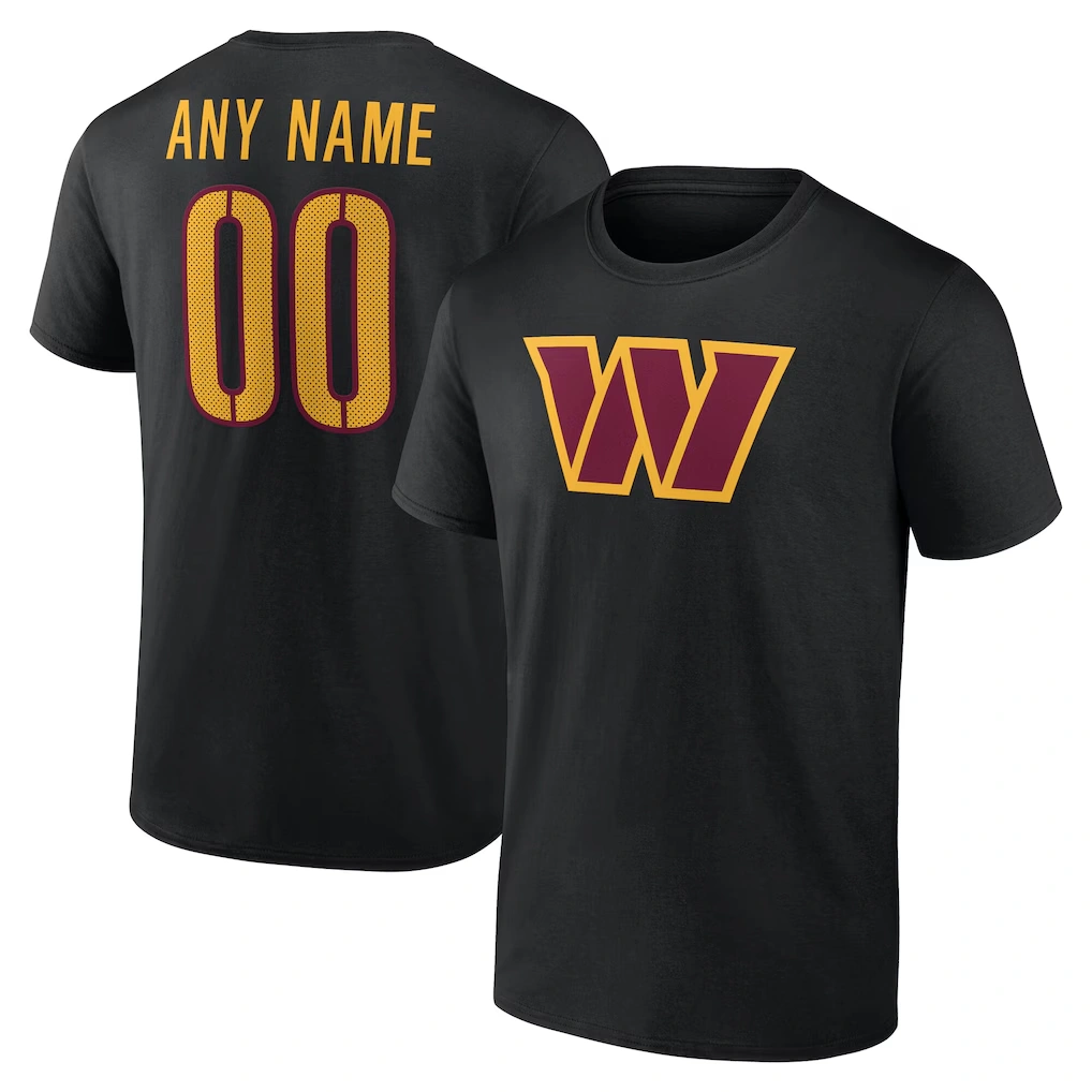 Men's Washington Commanders Black Team Authentic Custom Name & Number T-Shirt