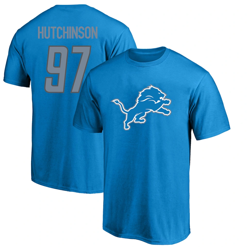 Men's Detroit Lions Aidan Hutchinson Fanatics Blue Big & Tall Player Name & Number T-Shirt