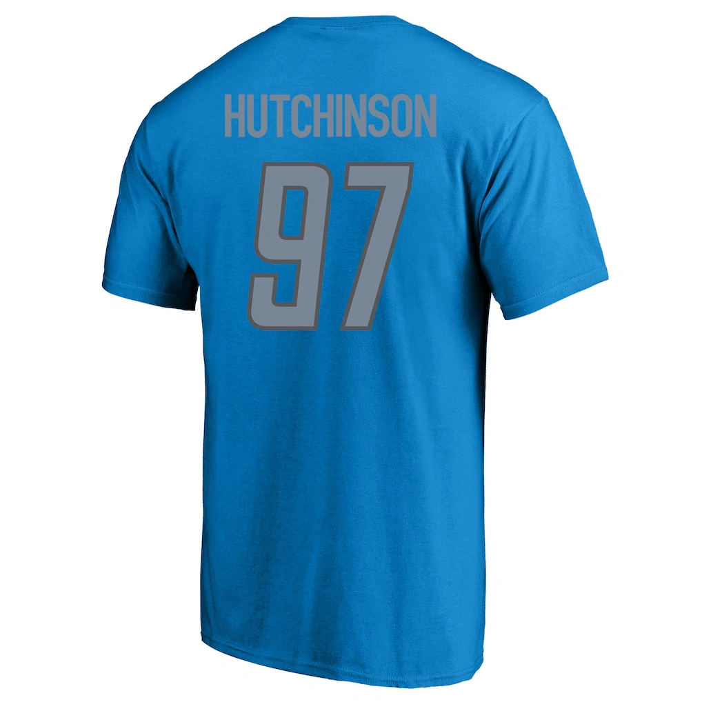Men's Detroit Lions Aidan Hutchinson Fanatics Blue Big & Tall Player Name & Number T-Shirt