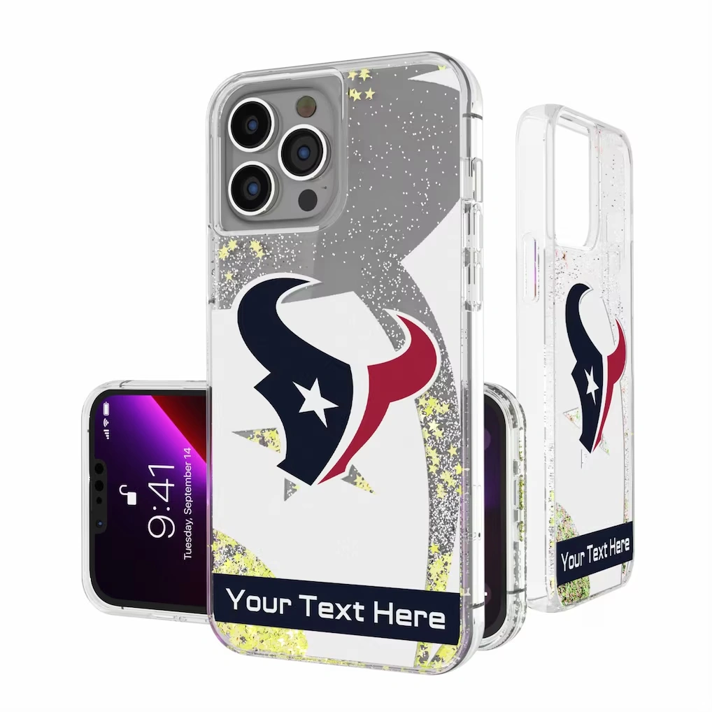 Houston Texans Personalized Tilt Design iPhone Glitter Phone Case