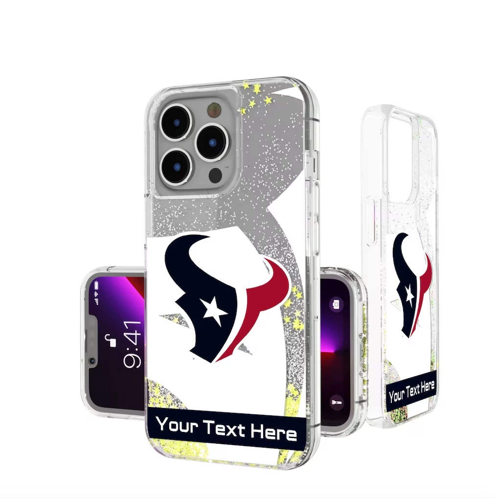 Houston Texans Personalized Tilt Design iPhone Glitter Phone Case