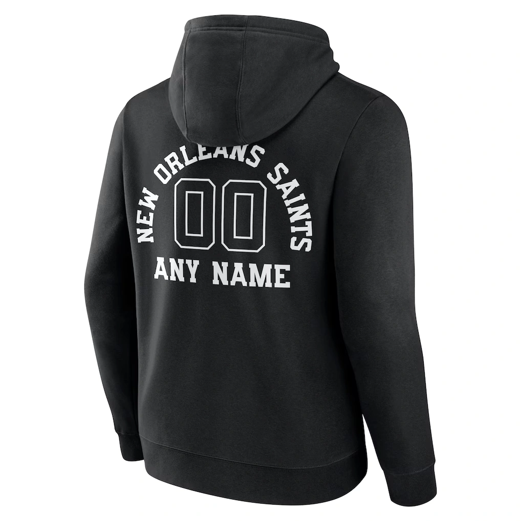Men's New Orleans Saints Black Personalized Name & Number Pullover Hoodie 3 Men's New Orleans Saints Black Personalized Name & Number Pullover Hoodie