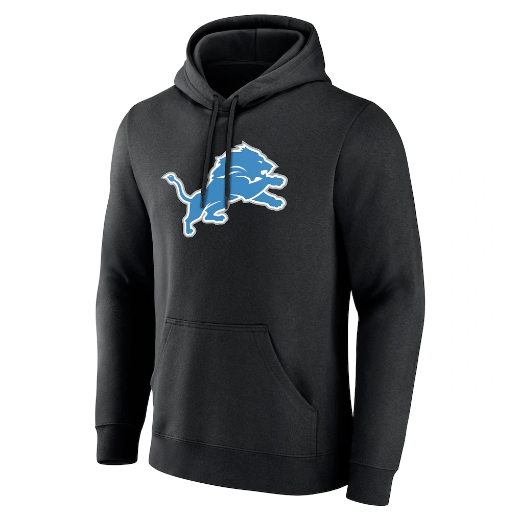 Men's Detroit Lions Black Team Authentic Custom Pullover Hoodie