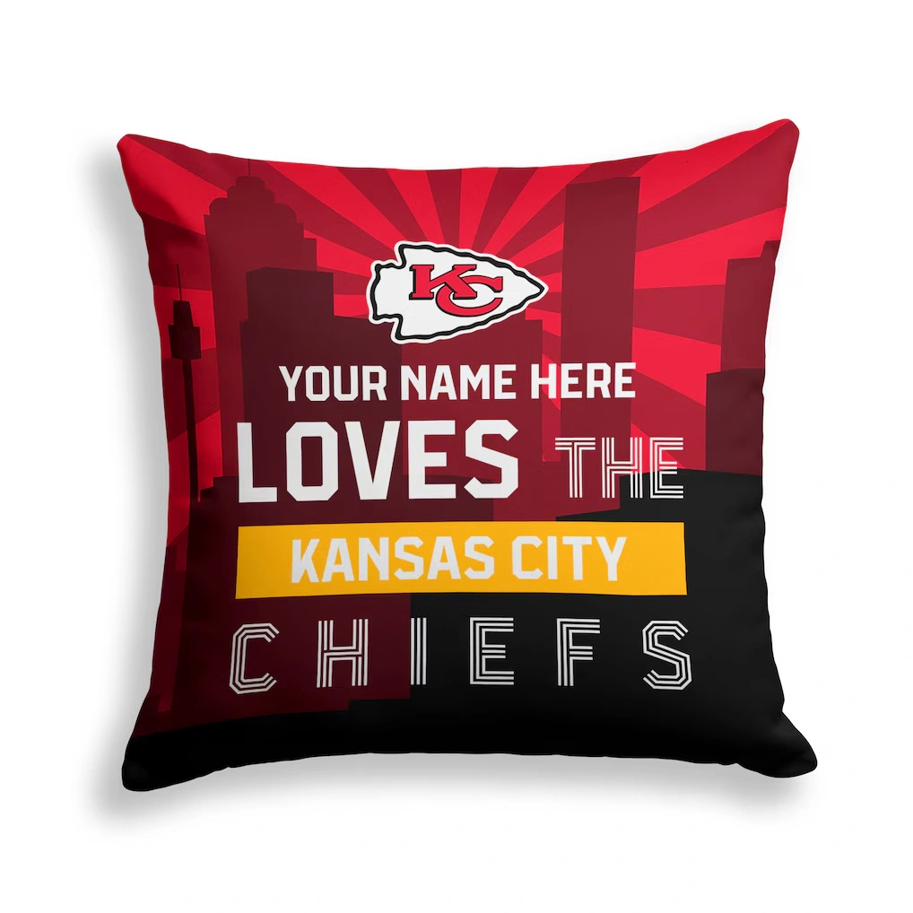 Kansas City Chiefs Pegasus 18" x 18" City Skyline Personalized Decor Pillow