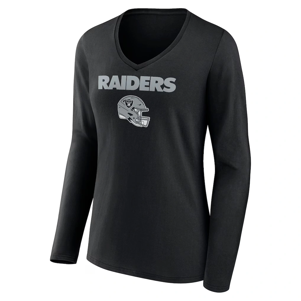 Women's Las Vegas Raiders Maxx Crosby Black Team Wordmark Player Name & Number Long Sleeve V-Neck T-Shirt