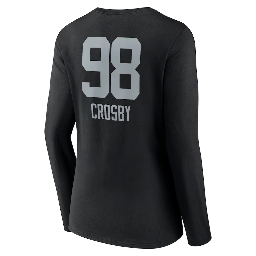 Women's Las Vegas Raiders Maxx Crosby Black Team Wordmark Player Name & Number Long Sleeve V-Neck T-Shirt