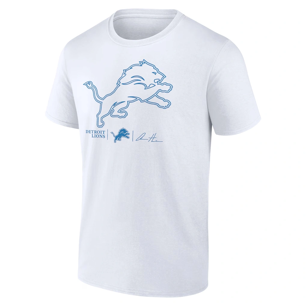 Men's Detroit Lions Aidan Hutchinson White Tonal Name & Number T-Shirt