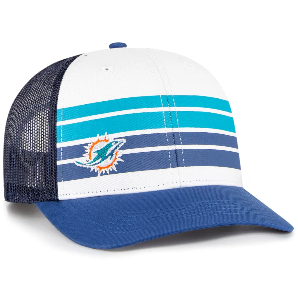 Youth Miami Dolphins '47 White/Blue Cove Trucker Snapback Hat