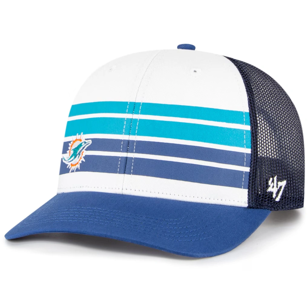 Youth Miami Dolphins '47 White/Blue Cove Trucker Snapback Hat