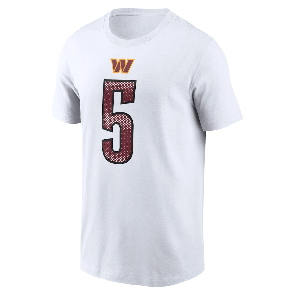 Men's Washington Commanders Jayden Daniels Nike White Name & Number T-Shirt