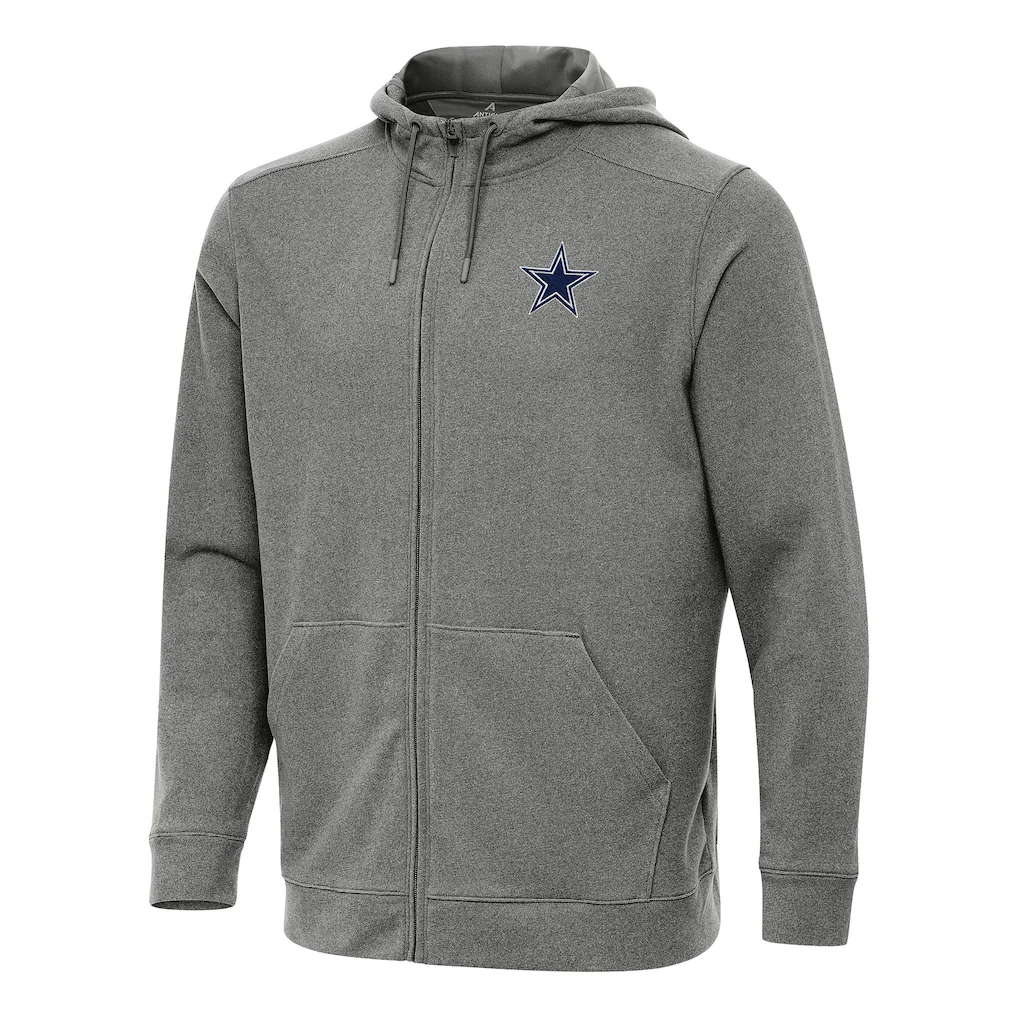 Men's Dallas Cowboys Antigua Heather Black Effortless Full-Zip Hoodie
