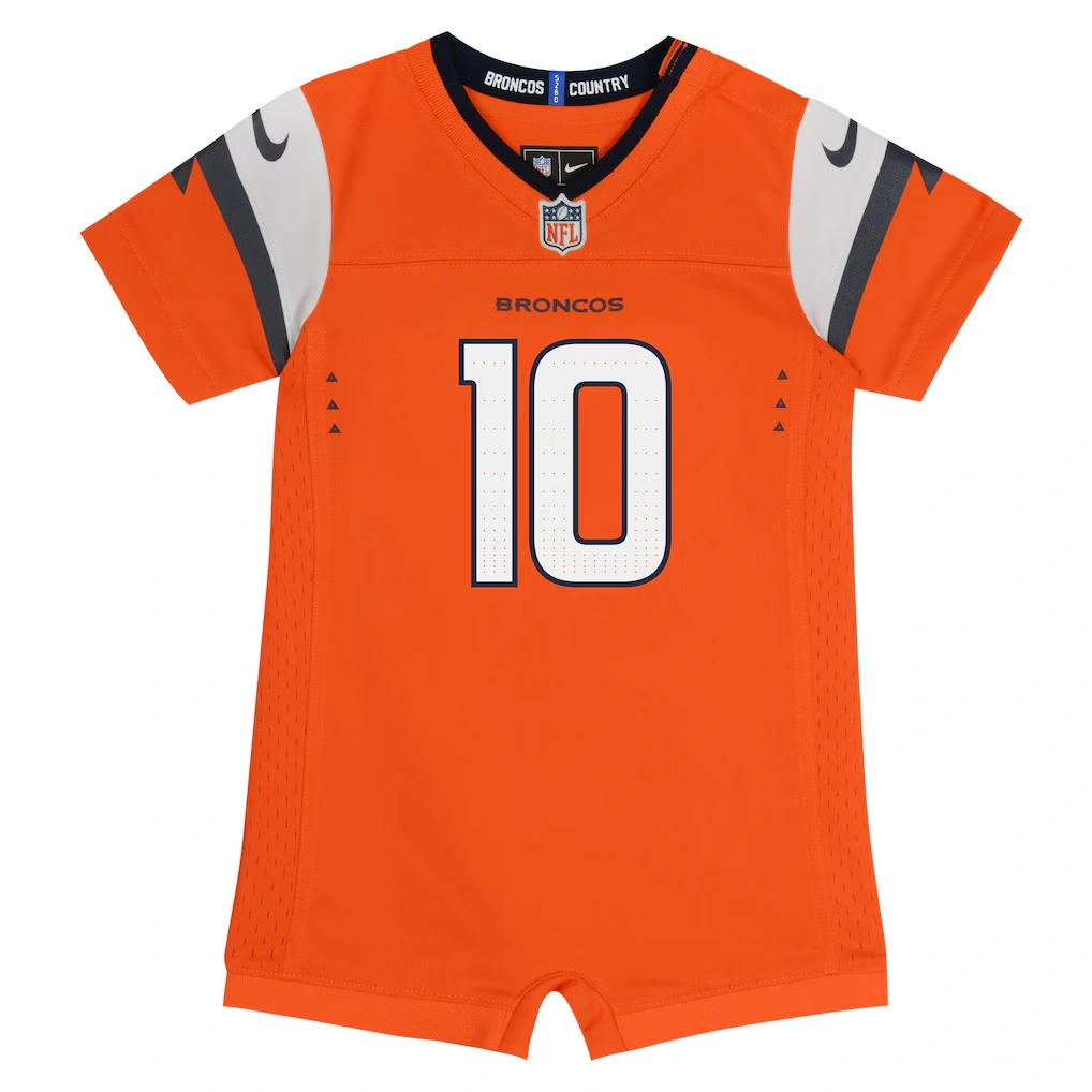 Newborn & Infant Denver Broncos Bo Nix Nike Orange Game Romper Jersey