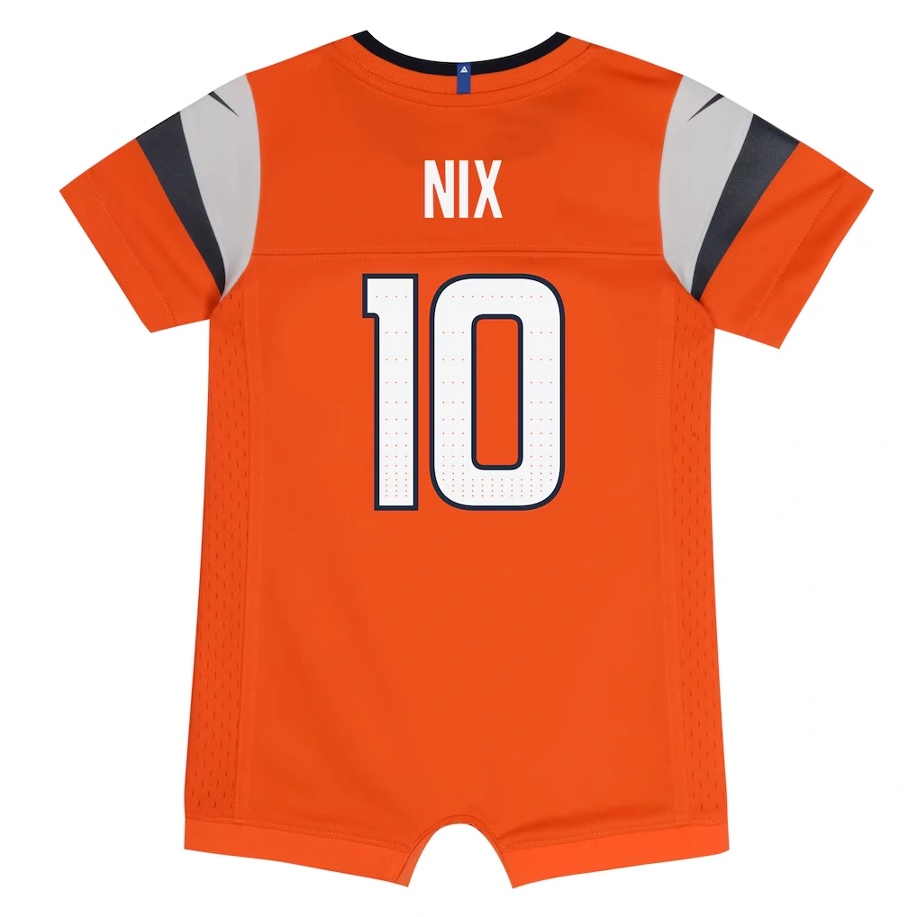 Newborn & Infant Denver Broncos Bo Nix Nike Orange Game Romper Jersey