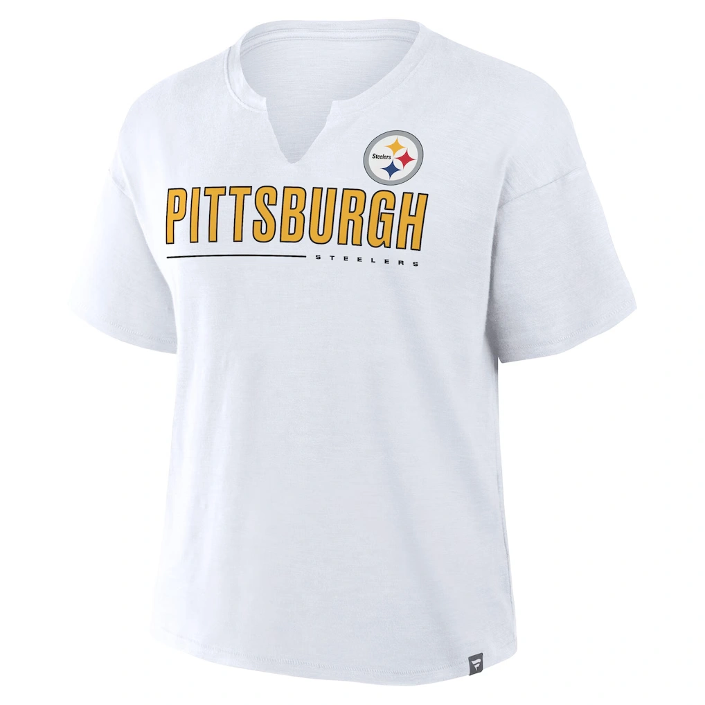 Women's Pittsburgh Steelers Fanatics White Redzone Slub Boxy T-Shirt
