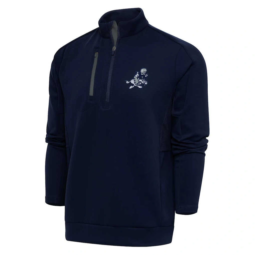 Men's Dallas Cowboys Antigua Navy Throwback Logo Generation Quarter-Zip Pullover Top