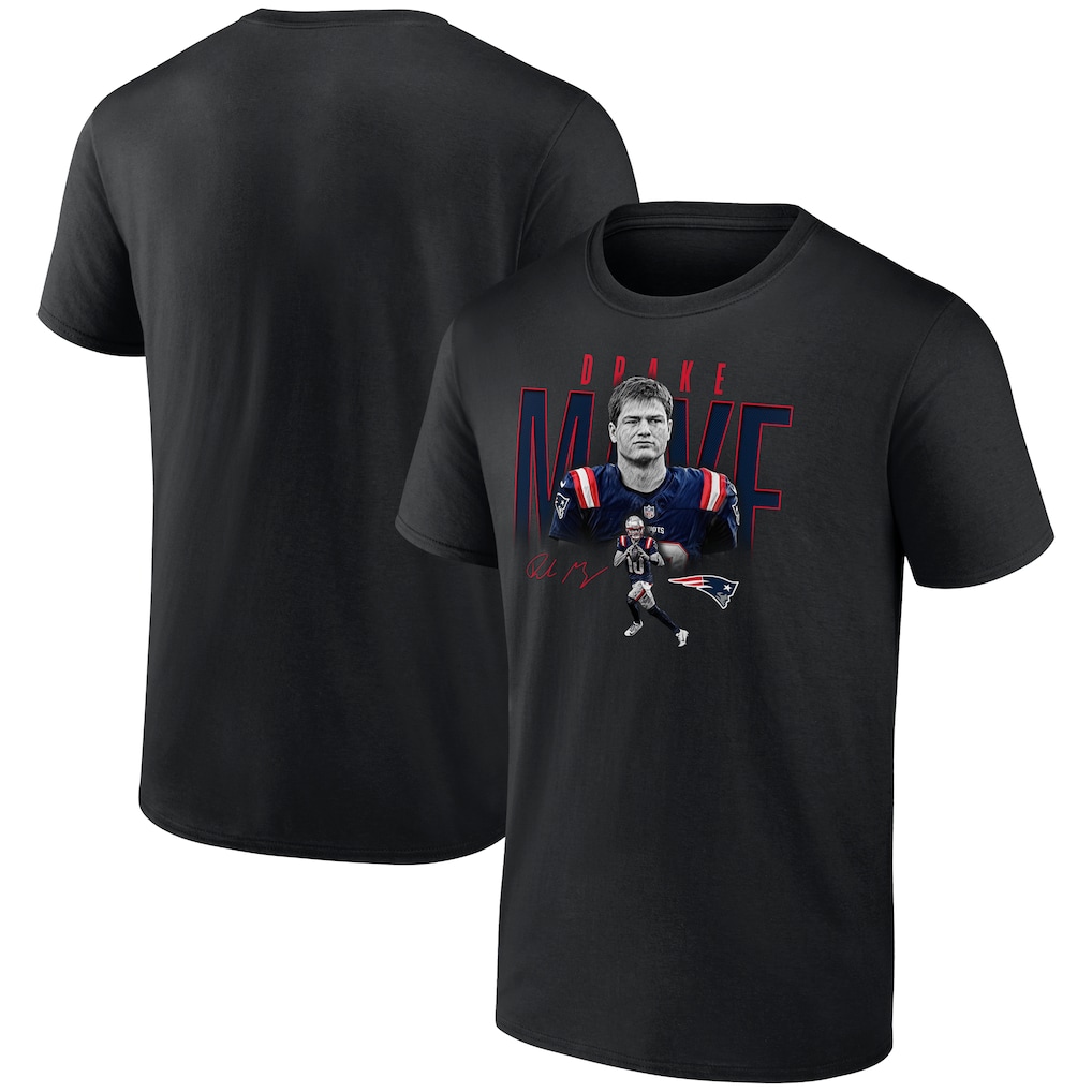 Men's New England Patriots Drake Maye Black Humble Shadow Player Graphic T-Shirt