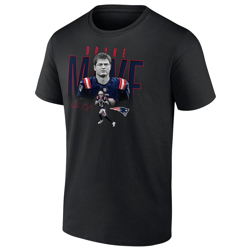 Men's New England Patriots Drake Maye Black Humble Shadow Player Graphic T-Shirt