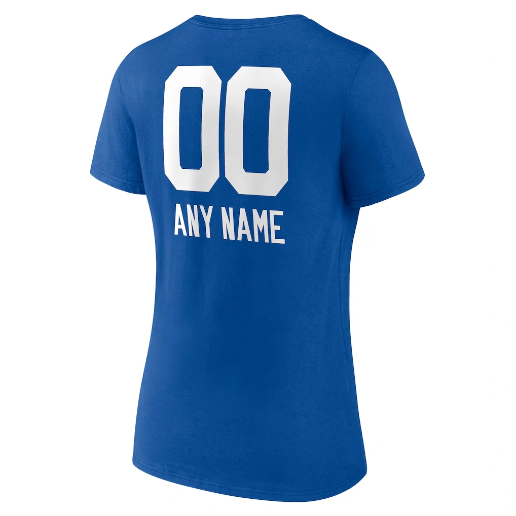 Women's Indianapolis Colts Royal Personalized Name & Number Team Wordmark V-Neck T-Shirt