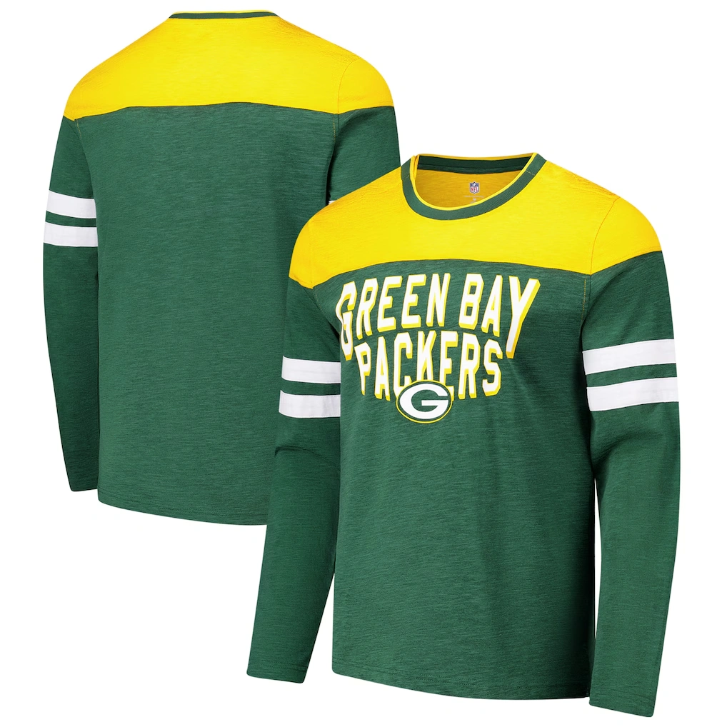 Men's Green Bay Packers G-III Sports by Carl Banks Green/Gold Adaptive Hail Mary Long Sleeve T-Shirt