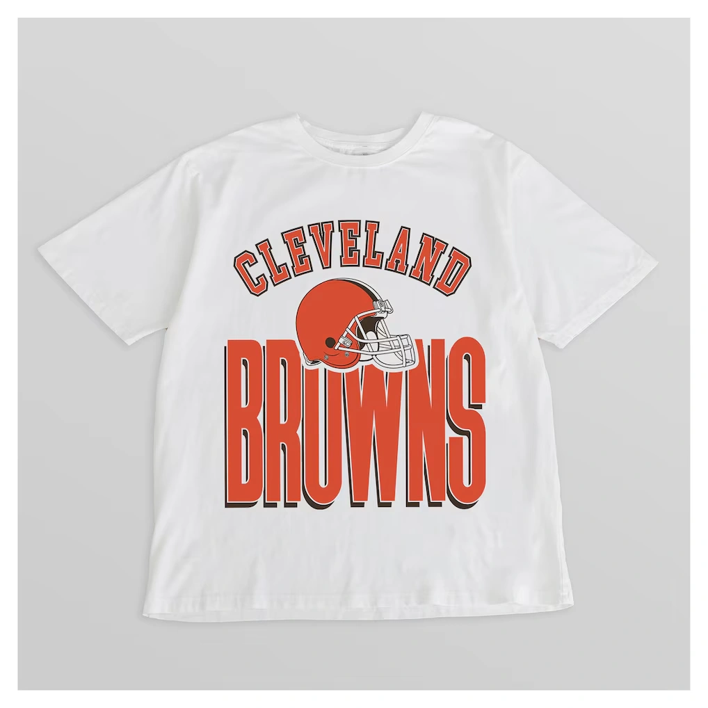 Women's Cleveland Browns Gameday Couture White Oversized Classic Fierce Focus T-Shirt