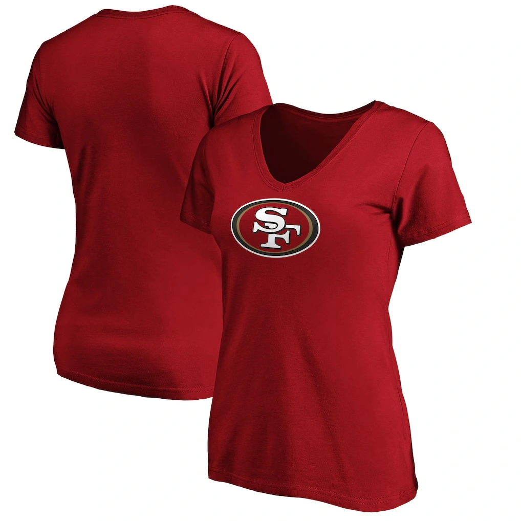 Women's San Francisco 49ers Fanatics Scarlet Primary Logo V-Neck T-Shirt