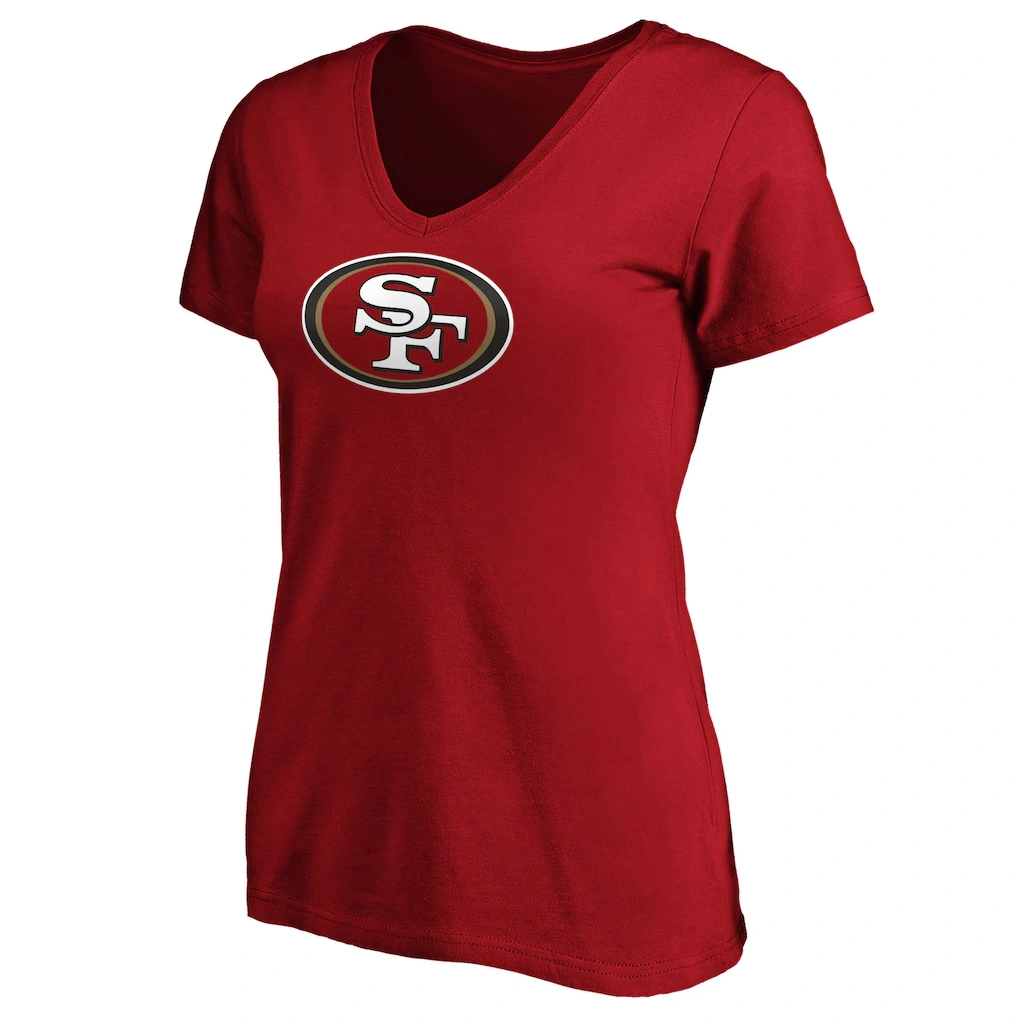 Women's San Francisco 49ers Fanatics Scarlet Primary Logo V-Neck T-Shirt
