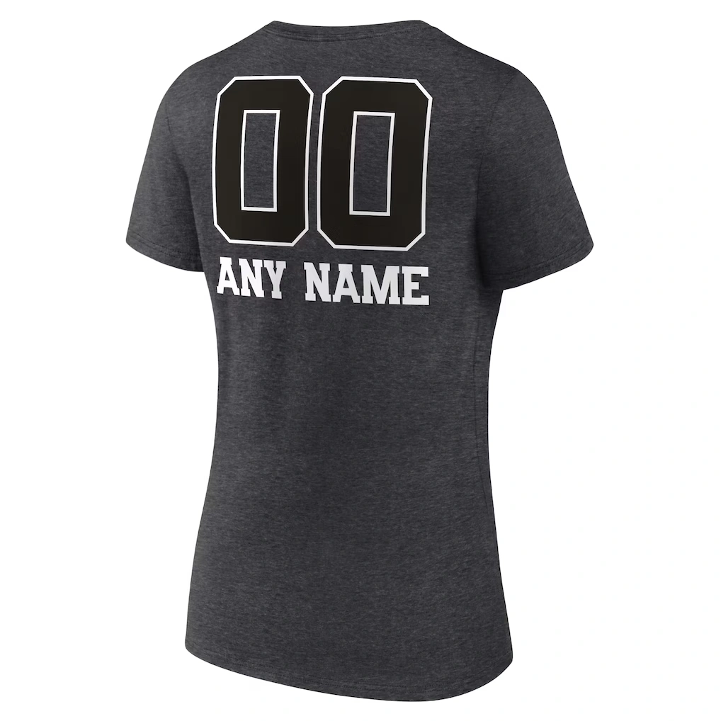 Women's Buffalo Bills Charcoal Personalized Name & Number Monochrome V-Neck Long Sleeve T-Shirt
