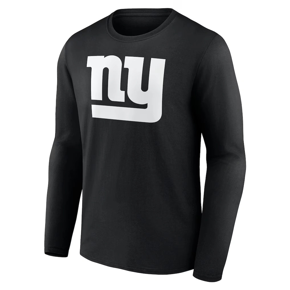 Men's New York Giants Black Personalized Name & Number Monochrome Long Sleeve T-Shirt