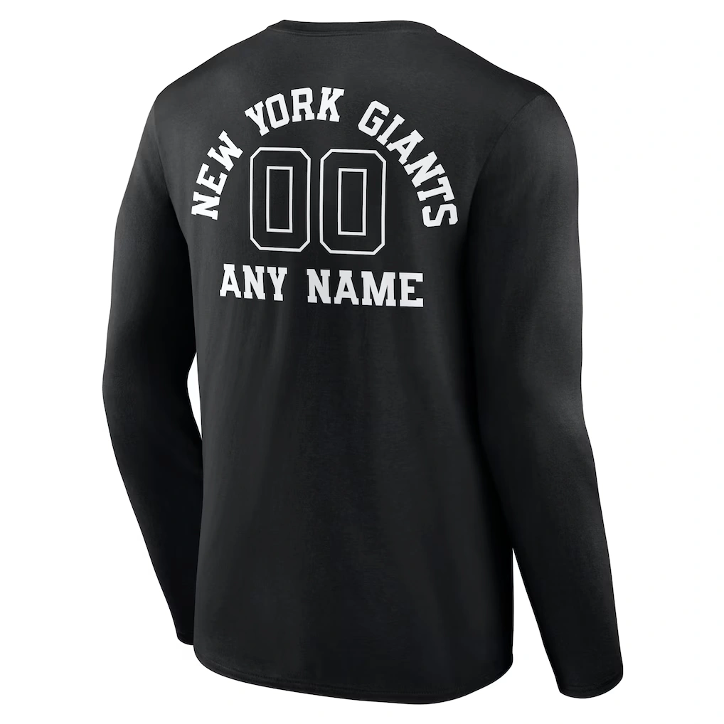 Men's New York Giants Black Personalized Name & Number Monochrome Long Sleeve T-Shirt