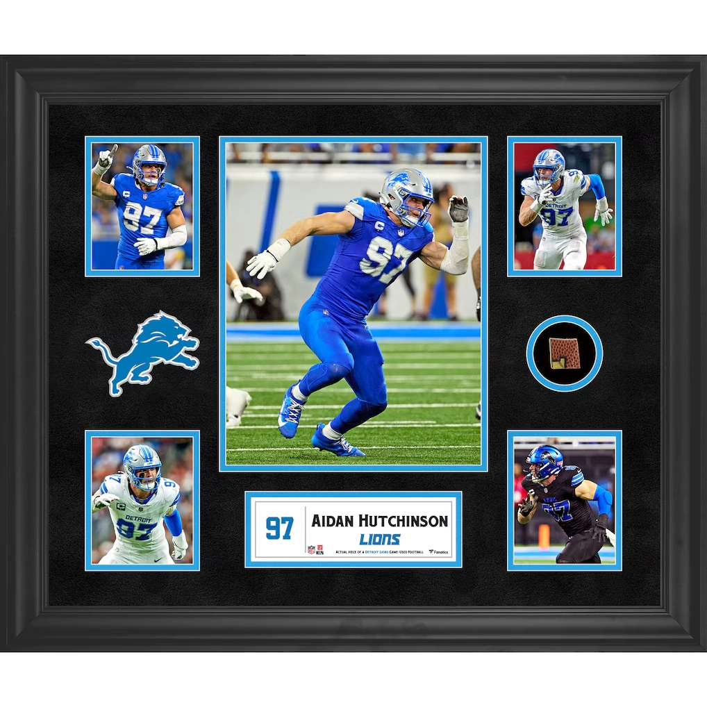 Aidan Hutchinson Detroit Lions Fanatics Authentic 20" x 24" Five-Photo Collage with a with a Piece of Game-Used Football