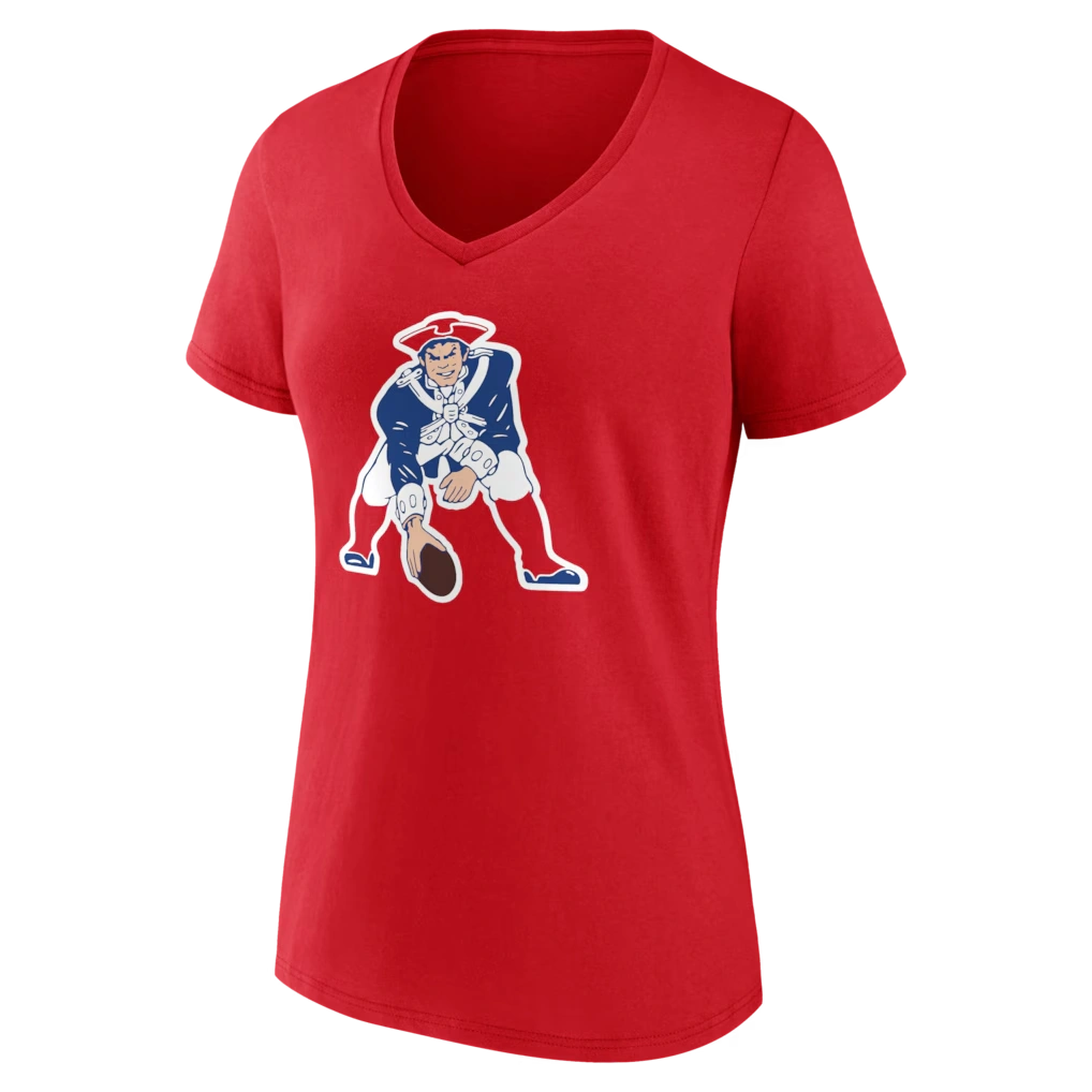 Women's New England Patriots Drake Maye Red Nickname V-Neck T-Shirt
