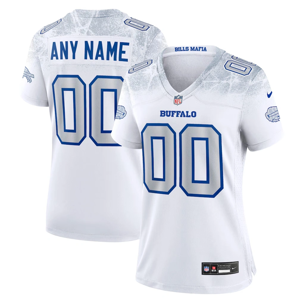 Women's Buffalo Bills Nike White 2025 Rivalries Collection Custom Game Jersey