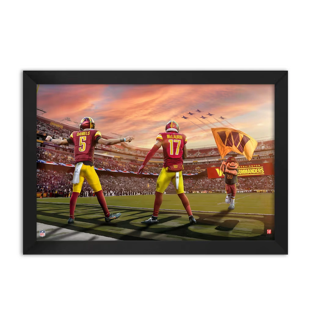 Washington Commanders Jayden Daniels and Terry McLaurin Framed Two-Player Art Print