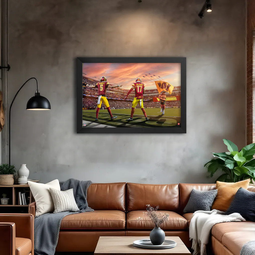 Washington Commanders Jayden Daniels and Terry McLaurin Framed Two-Player Art Print