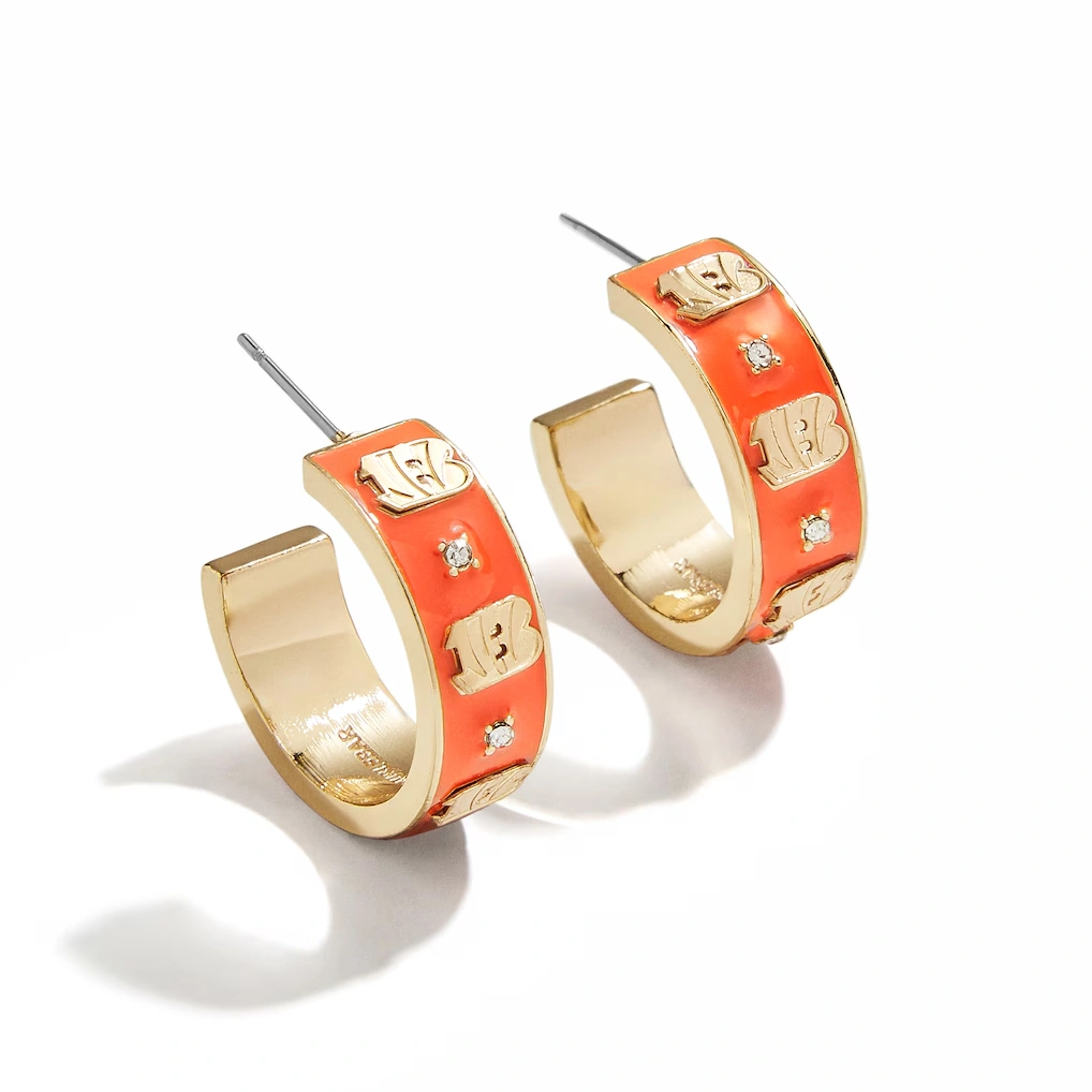 Cincinnati Bengals WEAR By Erin Andrews x BaubleBar Enamel Hoop Earrings