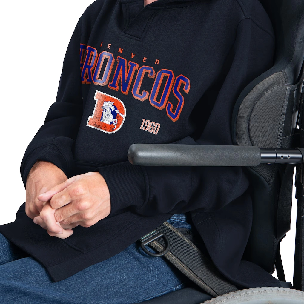 Men's Denver Broncos G-III Sports by Carl Banks Navy Adaptive Team Spirit Graphic Fleece Pullover Hoodie