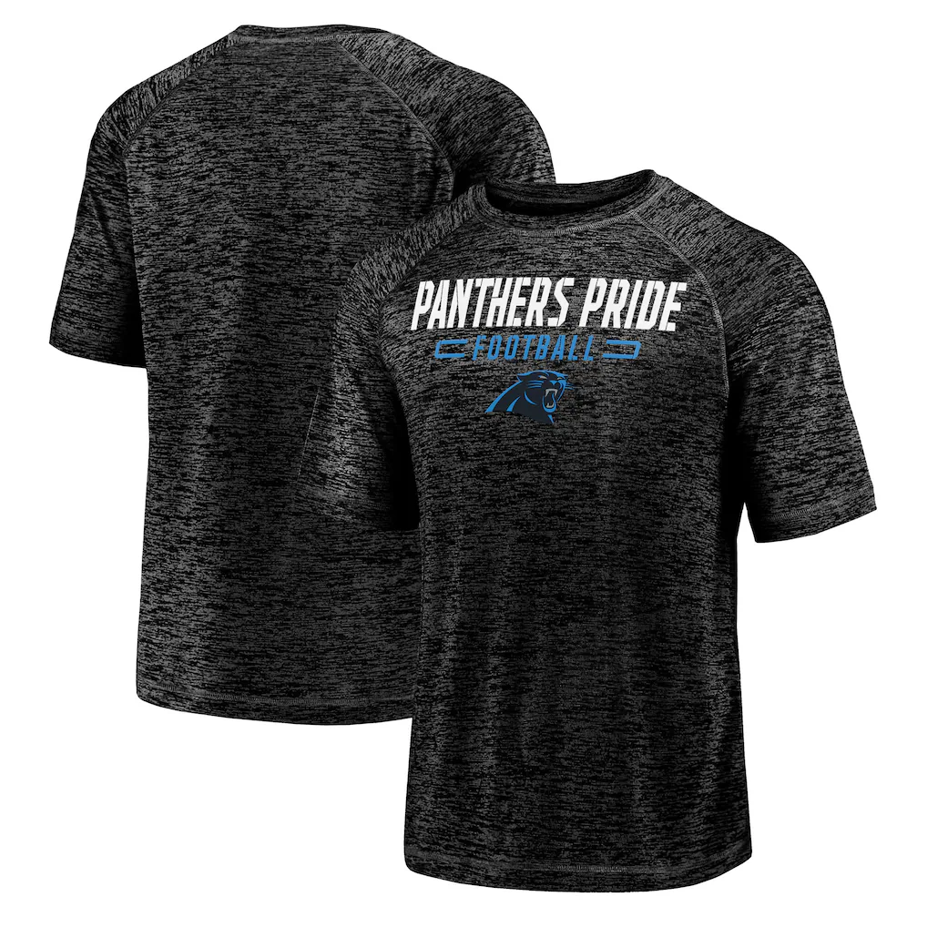 Men's Carolina Panthers Fanatics Black Nickname Wordmark Raglan Space Dye T-Shirt
