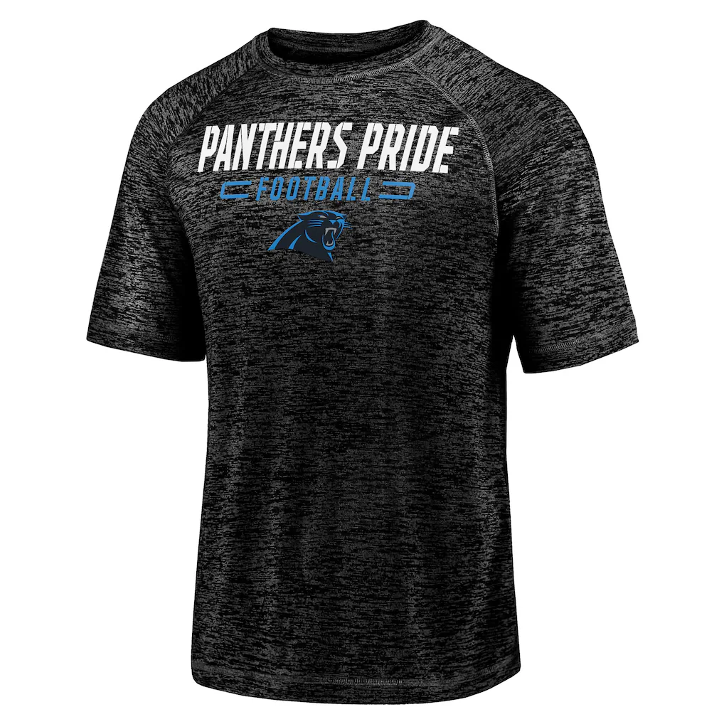 Men's Carolina Panthers Fanatics Black Nickname Wordmark Raglan Space Dye T-Shirt