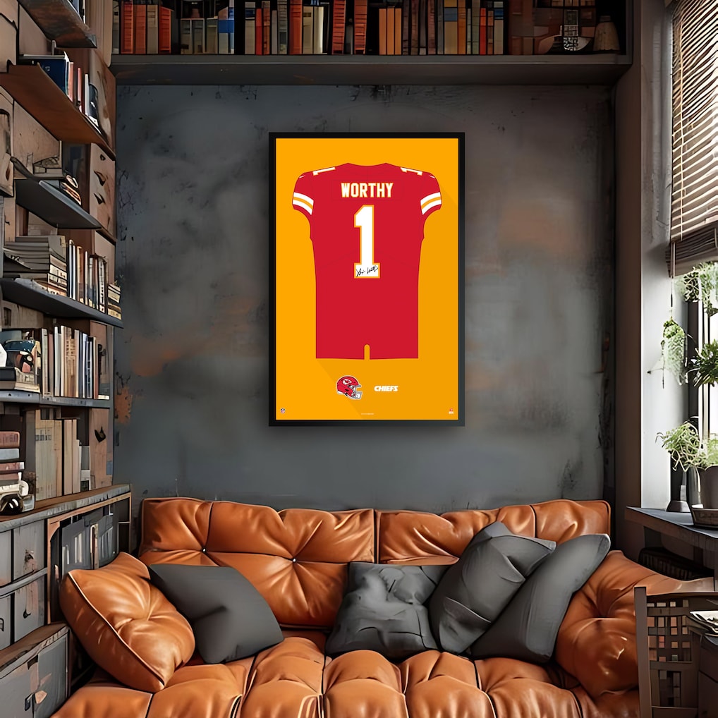Kansas City Chiefs Xavier Worthy Framed 27" x 39" Jersey Art Print