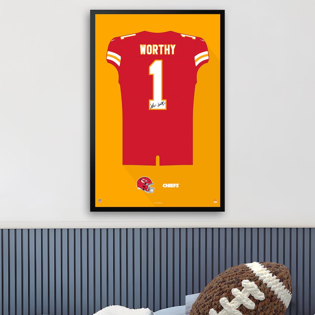 Kansas City Chiefs Xavier Worthy Framed 27" x 39" Jersey Art Print