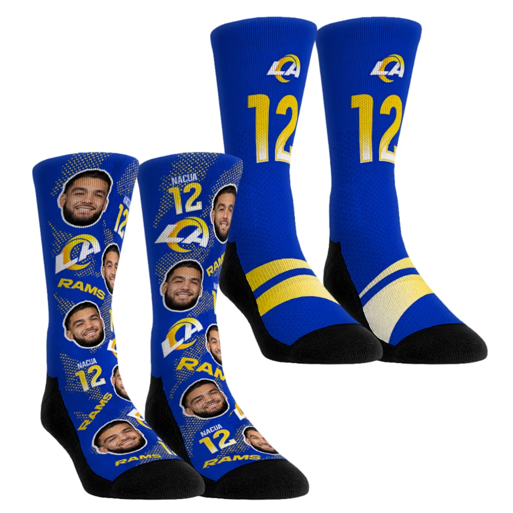 Unisex Los Angeles Rams Puka Nacua Rock Em Socks Player Football Guy Two-Pack Crew Sock Set